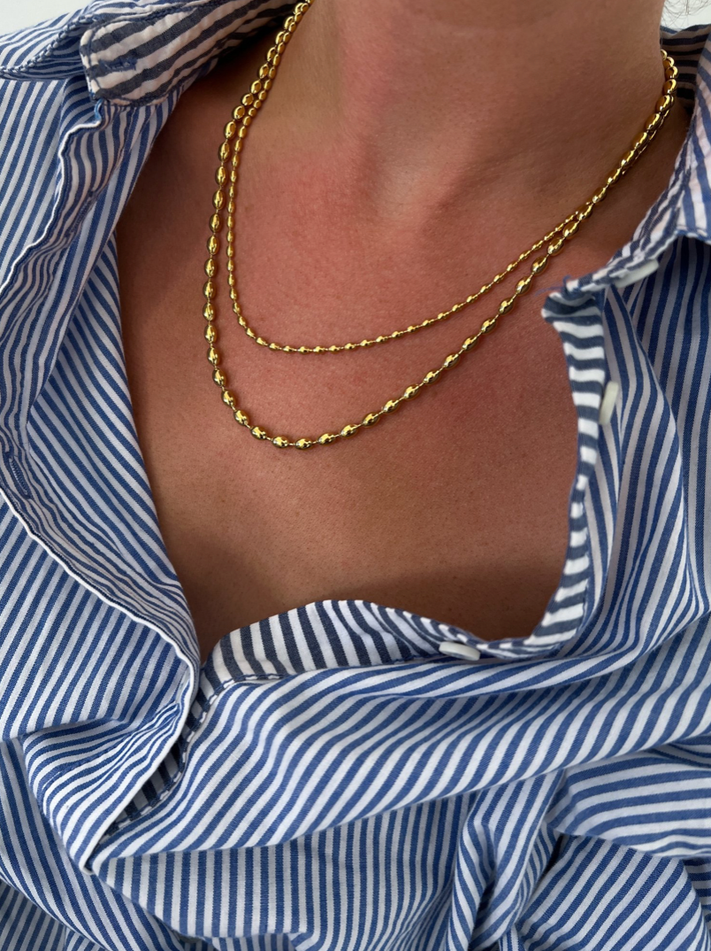 Beaded Layered Gold Necklace