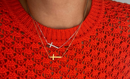 Gold Cross Necklace - Medium