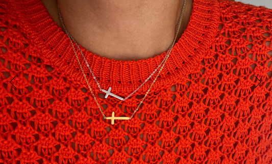 Silver Cross Necklace - Medium