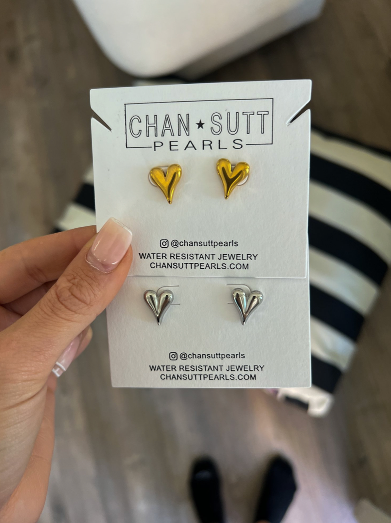 Gold Heart Studs