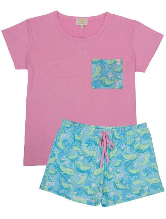 Blue & Green Whales PJ Set
