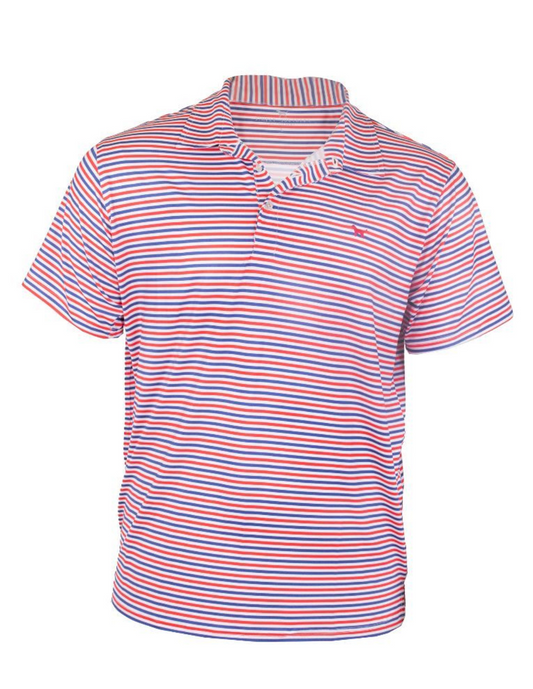 Red & Blue Stripe Patterned Polo