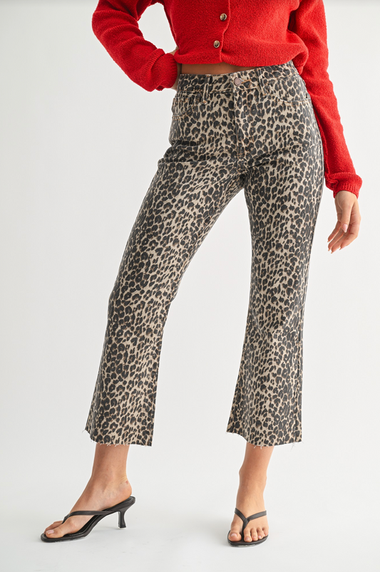 Georgia | Leopard High Rise Distressed Crop Flare