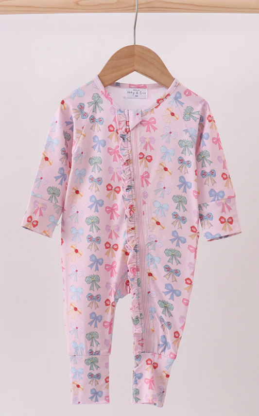 Whimsical Bows Ruffle Bamboo Romper