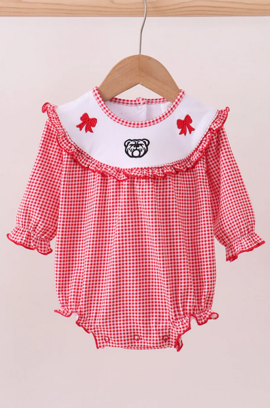 Georgia Bulldog Bow Embroidery Bubble