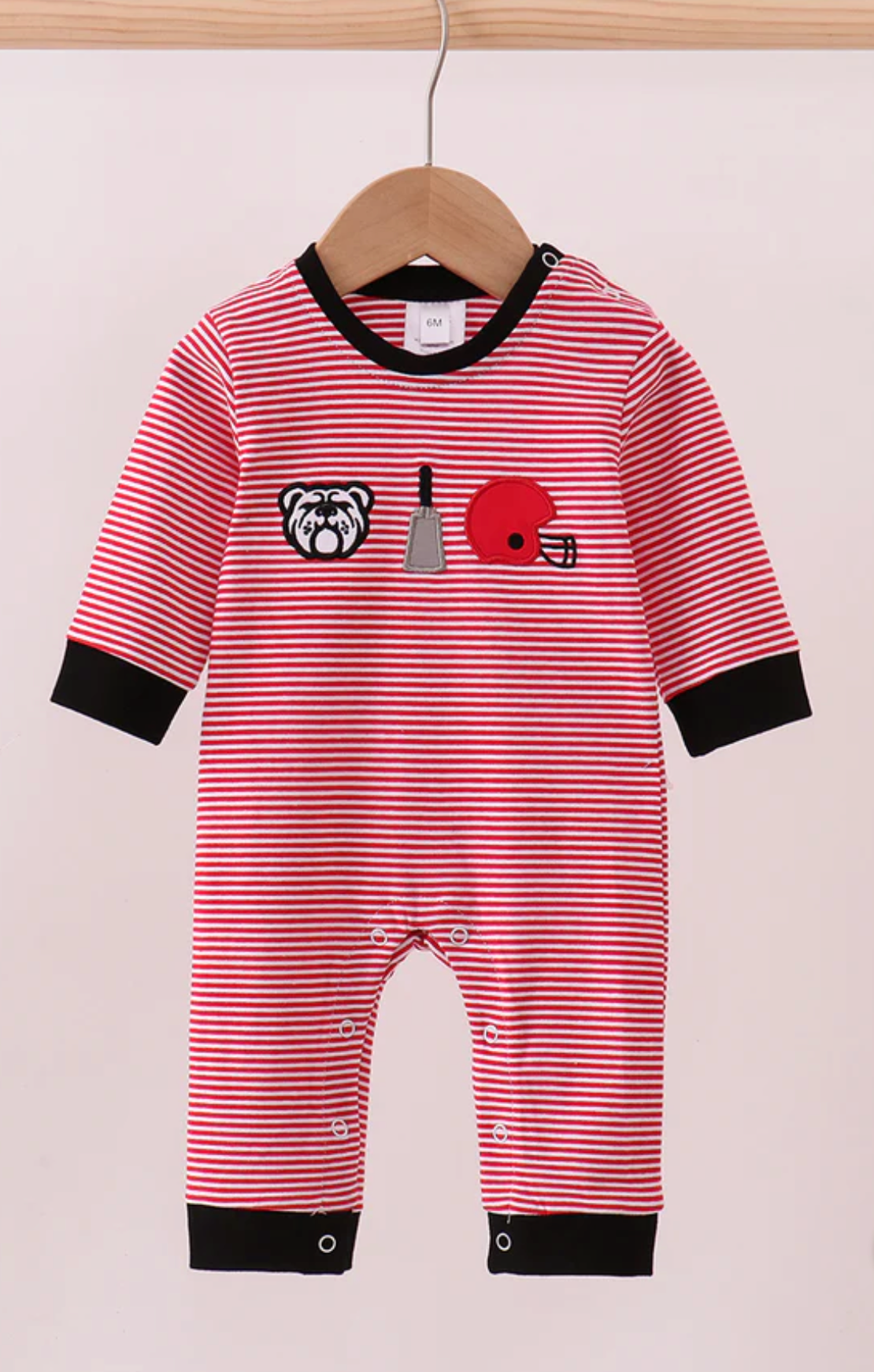 Georgia Bulldog Red Stripe Romper