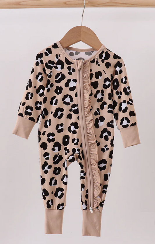 Leopard Bamboo Ruffle Romper