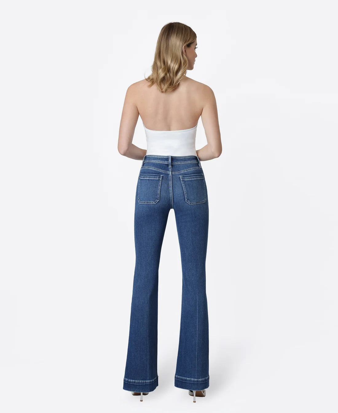 Alison MR Patch Pocket Trouser Hem Flare Jeans