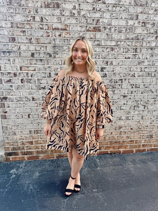 Animal Print Off The Shoulder Dress