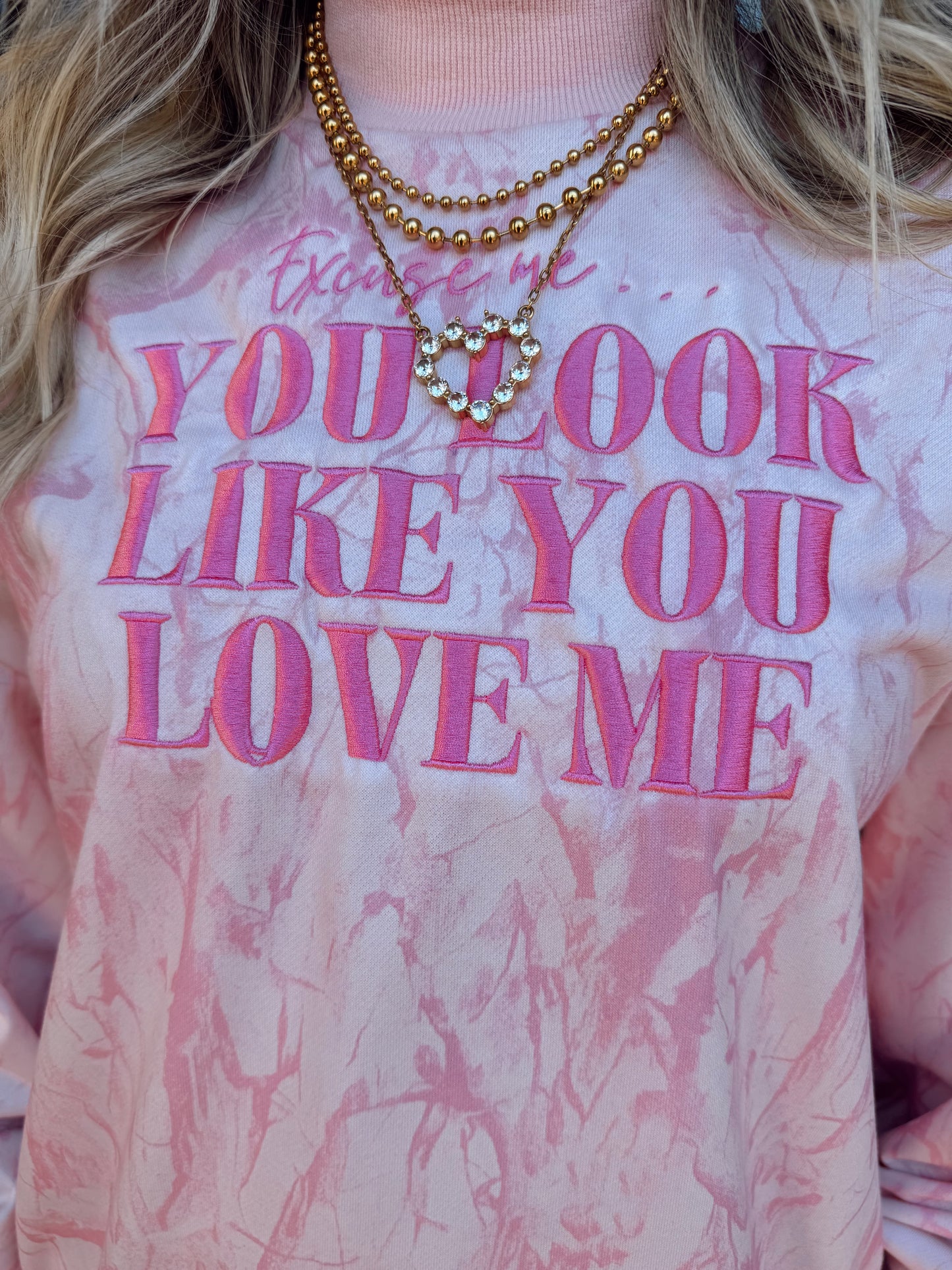 Excuse Me... Embroidered Pink Camo Mock Neck