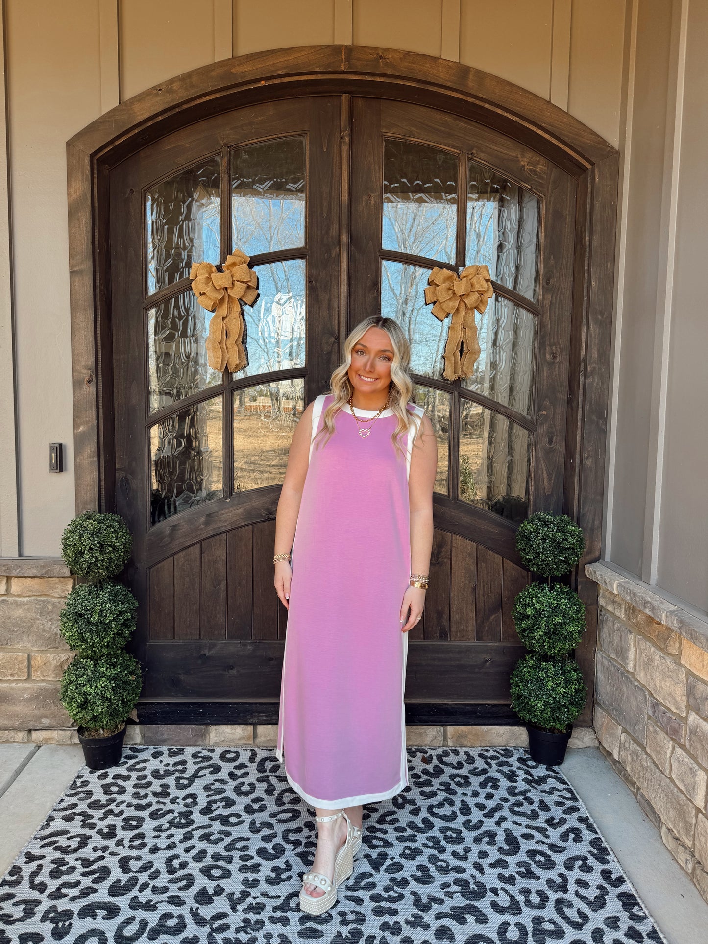 Light Pink Jersey Knit Midi Dress
