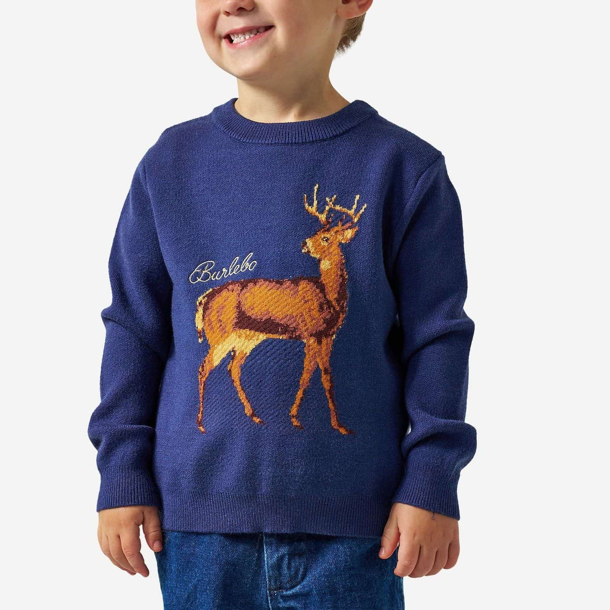 Burlebo Youth Cabin Sweater | Navy Deer