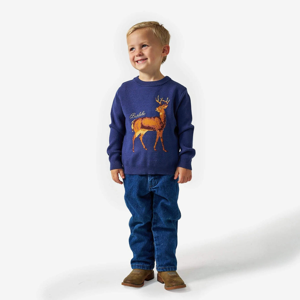 Burlebo Youth Cabin Sweater | Navy Deer