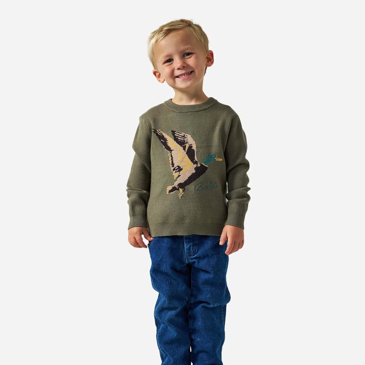 Burlebo Youth Cabin Sweater | Olive Duck