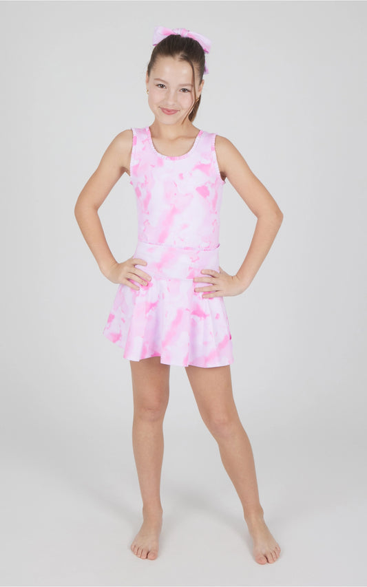 Willow Tie Dye Pink Tank, Skort & Scrunchie Set (Girls)