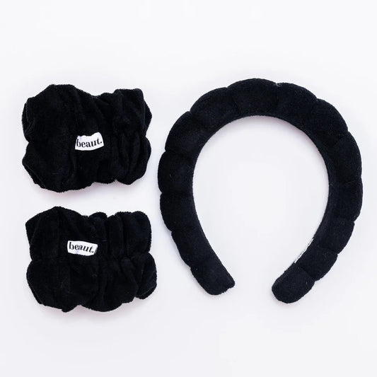 Beaut. Black Bubble Headband + Wristband Set