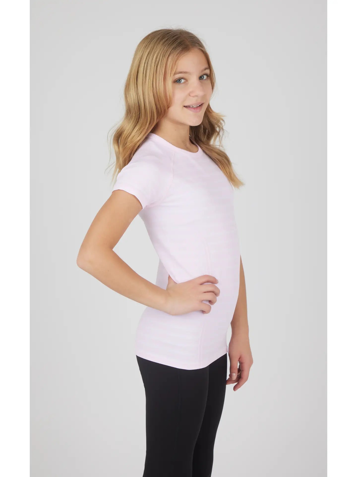Youth Girls | Pink Stripe Seamless Everyday Tee