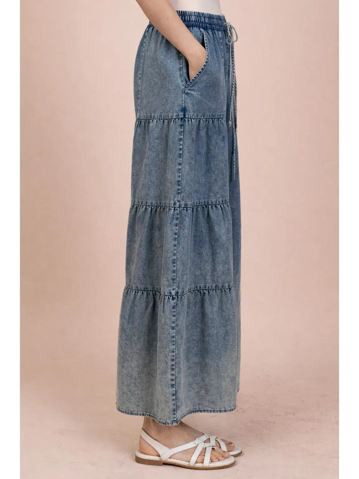 Layered Mineral Washed Chambray Pants