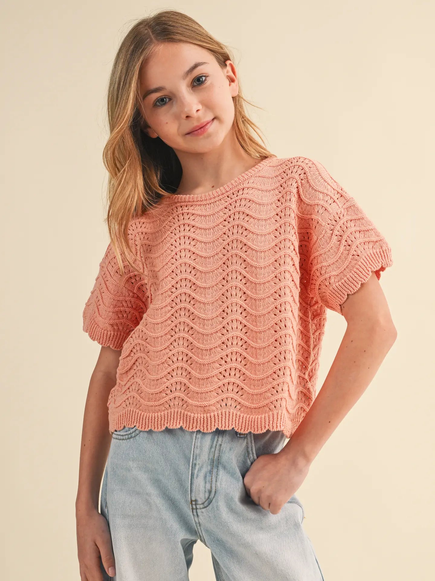 Ella Coral Crochet Top (Girls 7-14)