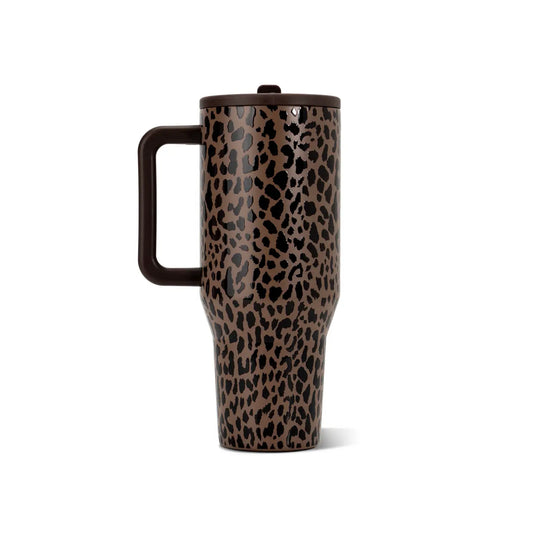 Brown Leopard Hydrojug 40oz Traveler Tumbler