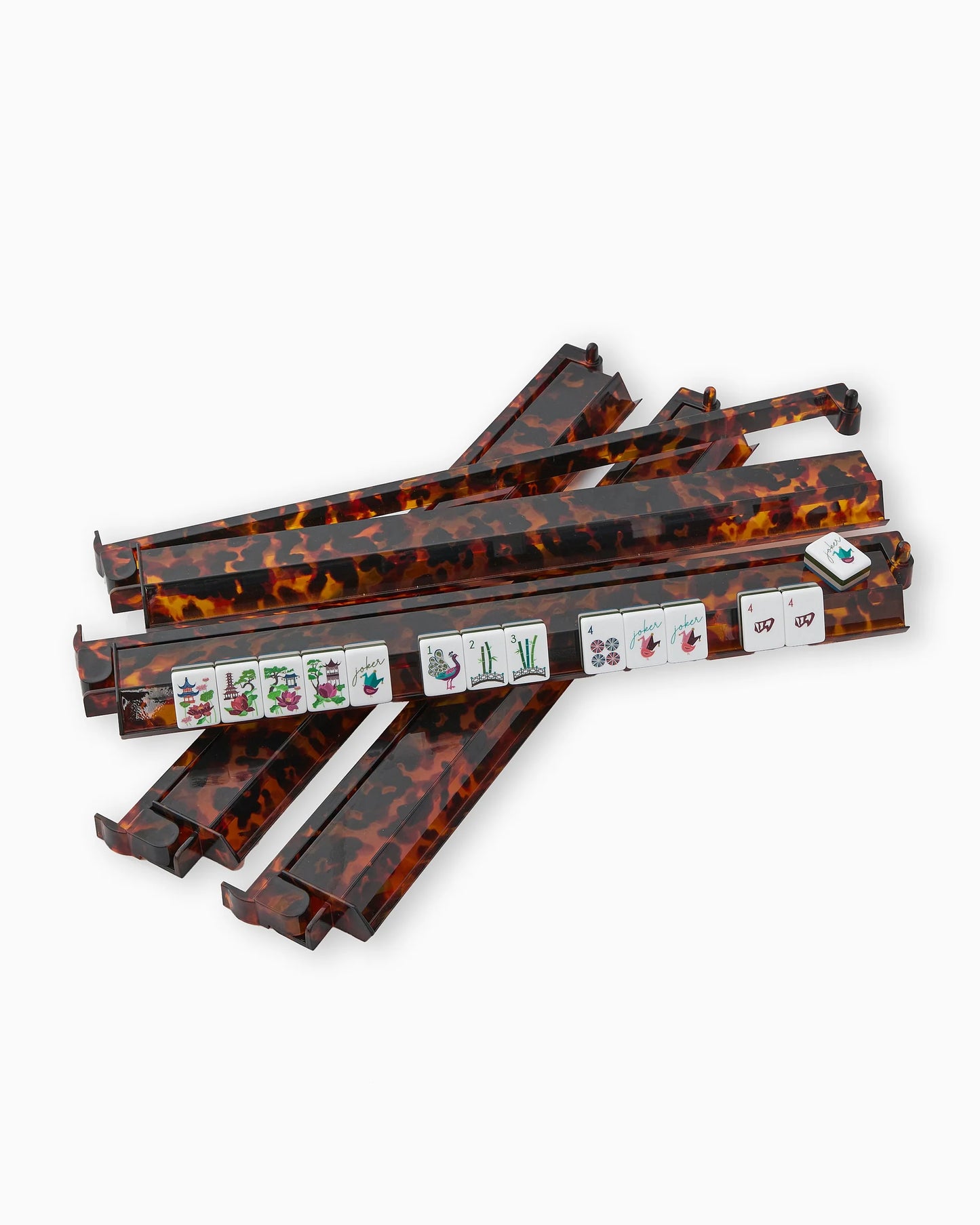 Oh My Mahjong | Tortoise Shell Acrylic Rack & Pushers Set